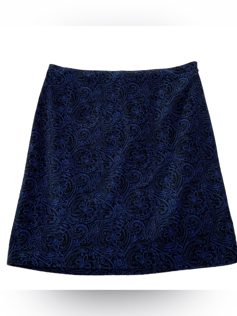 J. McLaughlin Skirt Navy Blue Velvet Lined Luxury Classic Straight Size 10 New